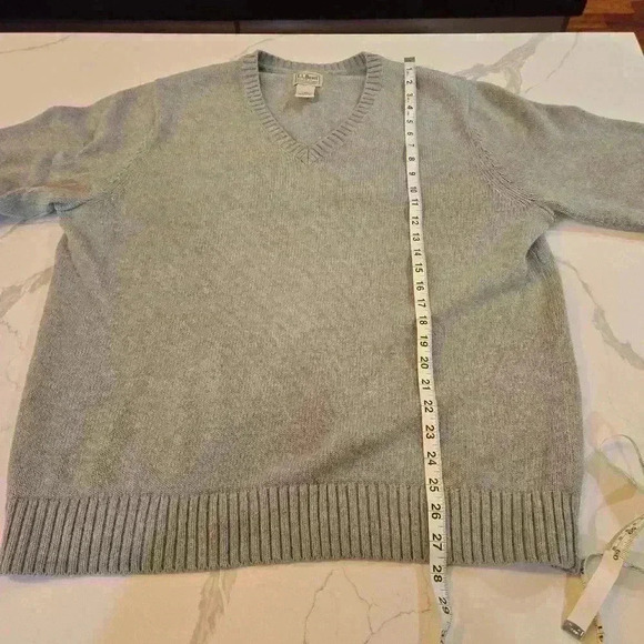 L.L. Bean Mens V-Neck 100% Cotton Pullover Sweater Blue Gray Size Large - Picture 7 of 9